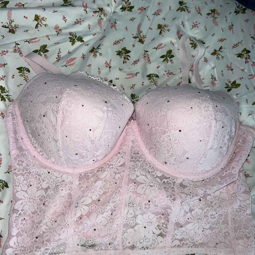 PINK Victoria's Secret Light Pink Lace Bustier